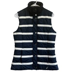 Nautica Women's Navy and White Striped Vest. Size S